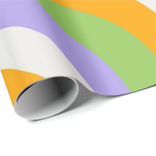 Retro Wave Groovy Curl Layer Abstrakt Y2k Muster Geschenkpapier (Rolleneckpunkt)