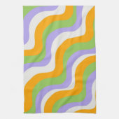 Retro Wave Groovy Curl Layer Abstrakt Y2k Muster Geschirrtuch (Vertikal)