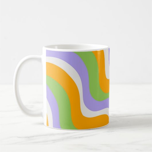 Retro Wave Groovy Curl Layer Abstrakt Y2k Muster Kaffeetasse (Links)