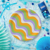 Retro Wave Groovy Curl Layer Abstrakt Y2k Muster Pappteller (Party)