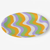 Retro Wave Groovy Curl Layer Abstrakt Y2k Muster Pappteller (Schrägansicht)