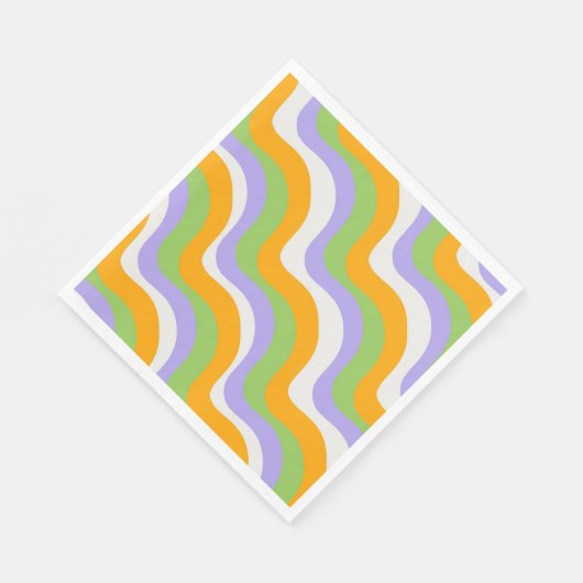 Retro Wave Groovy Curl Layer Abstrakt Y2k Muster Serviette (Ecke)