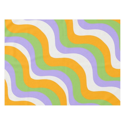 Retro Wave Groovy Curl Layer Abstrakt Y2k Muster Tischdecke (Vorderseite (Horizontal))