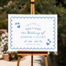 Retro Wave Illustriert Doodle Wedding Willkommensz