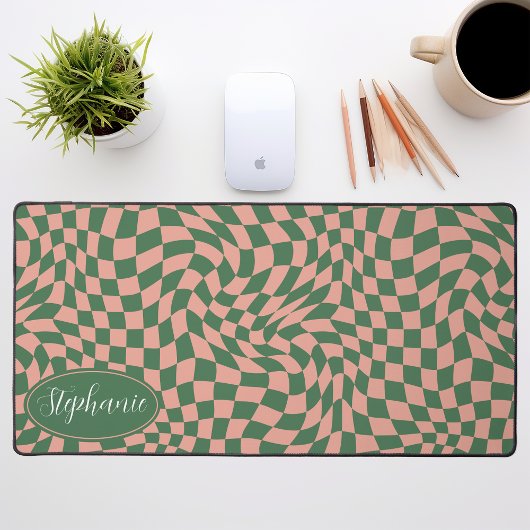 Retro Wave: Modernes, rosa grünes Karton Schreibtischunterlage