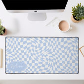 Retro Wave: Modernes, Wavy Blue Checkerboard Schreibtischunterlage