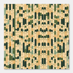Retro Wave Muster in Earthy Green und Beige Tapete