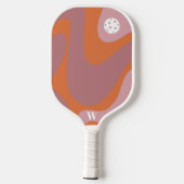 Retro Wave Orange und Lila modernes Monogramm Pickleball Schläger (Rückseite)