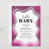 Retro Wave Pink Girl Babydusche Einladung (Vorderseite)