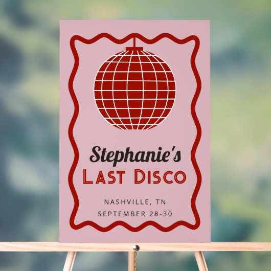 Retro Wave Pink und Red Last Disco Bacheloretto Acrylschild (Neutral)