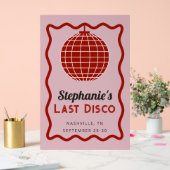 Retro Wave Pink und Red Last Disco Bacheloretto Acrylschild (Hochzeit)