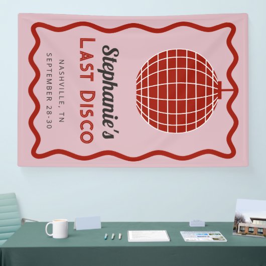 Retro Wave Pink und Red Last Disco Bacheloretto Banner (Messe)