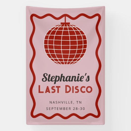 Retro Wave Pink und Red Last Disco Bacheloretto Banner (Vertikal)