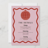 Retro Wave Pink und Red Last Disco Bacheloretto Einladung (Rückseite)