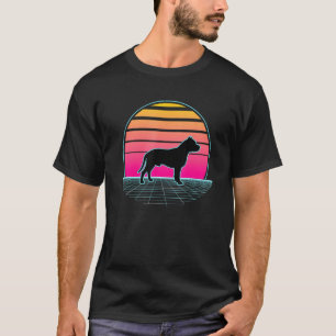 Retro-Wave Pitbull-Terrier Hund Canine Haustier Zü T-Shirt