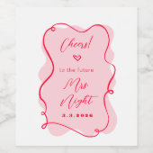 Retro Wave rosa und rotes Brautparty Chefs Weinetikett (Einzelnes Label)