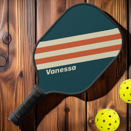 Retro-Wave-Streifen mit Namen Pickleball Schläger
