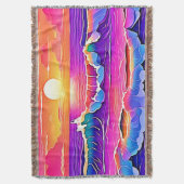 Retro Wave Sunset Serenity Decke (Vorderseite Vertikal)