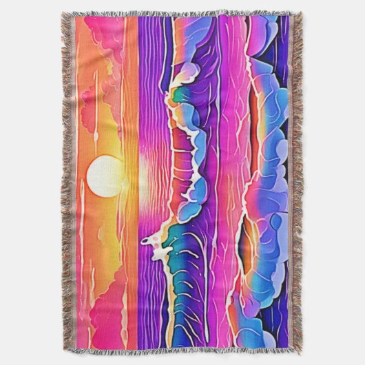 Retro Wave Sunset Serenity Decke (Vorderseite Vertikal)