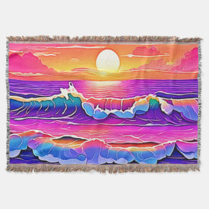 Retro Wave Sunset Serenity Decke