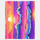 Retro Wave Sunset Serenity Fleecedecke (Vorderseite)
