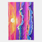 Retro Wave Sunset Serenity Geschirrtuch (Vertikal)