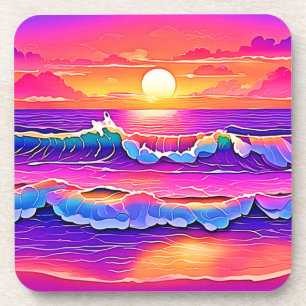 Retro Wave Sunset Serenity Getränkeuntersetzer