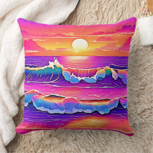Retro Wave Sunset Serenity Kissen