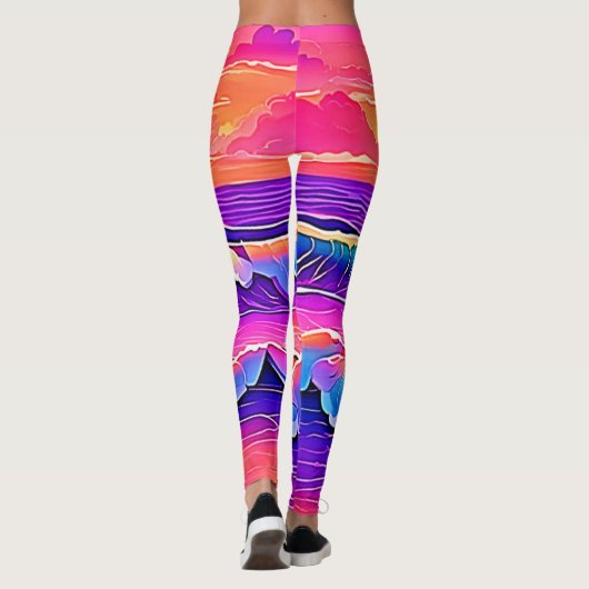Retro Wave Sunset Serenity Leggings (Rückseite)