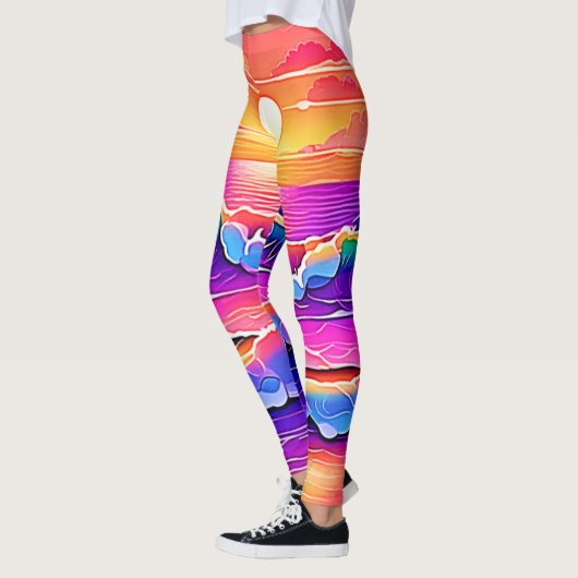 Retro Wave Sunset Serenity Leggings (Links)