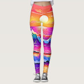 Retro Wave Sunset Serenity Leggings (Vorderseite)