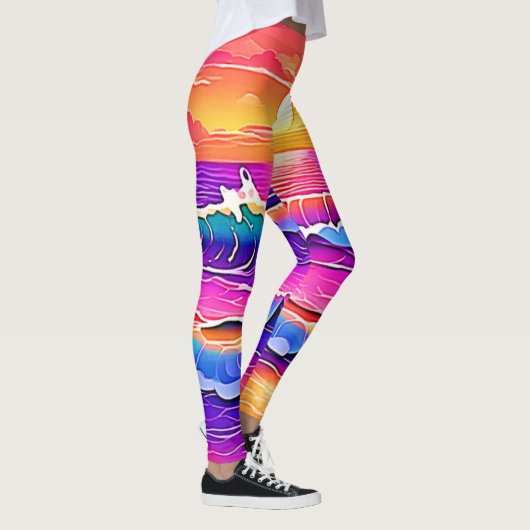 Retro Wave Sunset Serenity Leggings (Rechts)