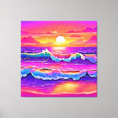 Retro Wave Sunset Serenity Leinwanddruck (Vorderseite)