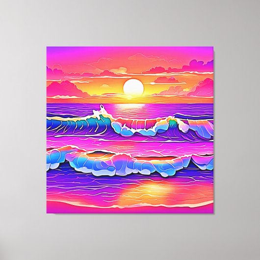 Retro Wave Sunset Serenity Leinwanddruck (Vorderseite)
