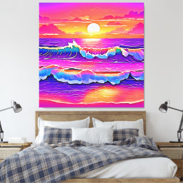 Retro Wave Sunset Serenity Leinwanddruck