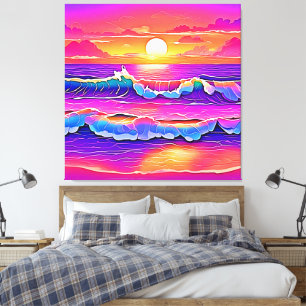 Retro Wave Sunset Serenity Leinwanddruck
