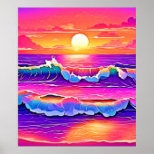 Retro Wave Sunset Serenity Poster (Vorne)