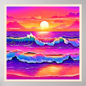 Retro Wave Sunset Serenity Poster (Vorne)