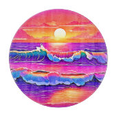 Retro Wave Sunset Serenity Schneidebrett (Vorderseite)