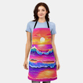 Retro Wave Sunset Serenity Schürze (Getragen)