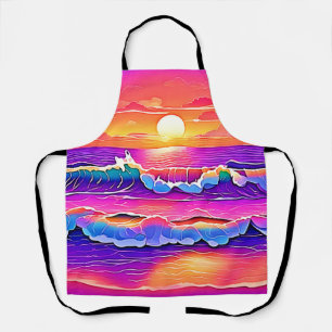 Retro Wave Sunset Serenity Schürze