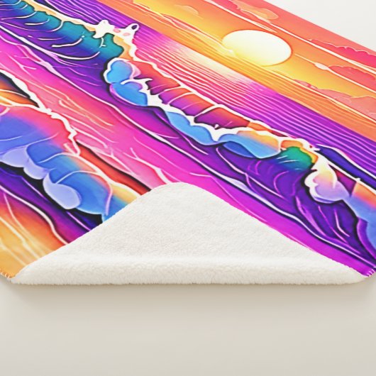 Retro Wave Sunset Serenity Sherpadecke (3/4)