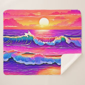 Retro Wave Sunset Serenity Sherpadecke (Vorderseite (Horizontal))
