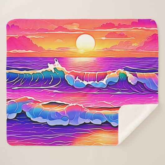 Retro Wave Sunset Serenity Sherpadecke (Vorderseite (Horizontal))
