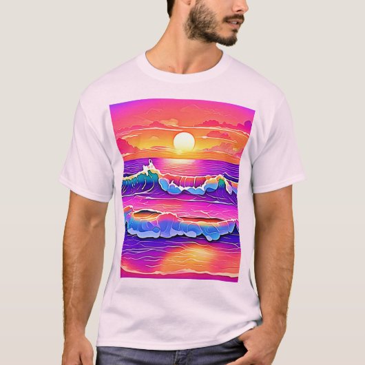 Retro Wave Sunset Serenity T-Shirt (Vorderseite)
