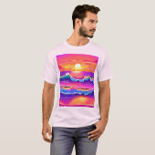 Retro Wave Sunset Serenity T-Shirt (Vorne ganz)