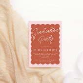Retro Wave Terracotta & Blush Graduation Party Inv Einladung