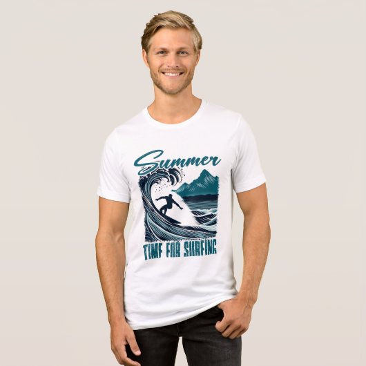 Retro Wave Text Design for Surfers Tri-Blend Shirt (Vorderseite voll)