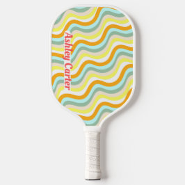 Retro Waves 80s Vertical Name in Red Pickleball Schläger