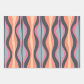 Retro Waves and Stripes Pink Apricot Blue Geschenkpapier Set (Vorderseite 3)